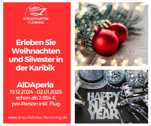 Jetzt Weihnachten und Silvester auf AIDAperla in der Karibik erleben.