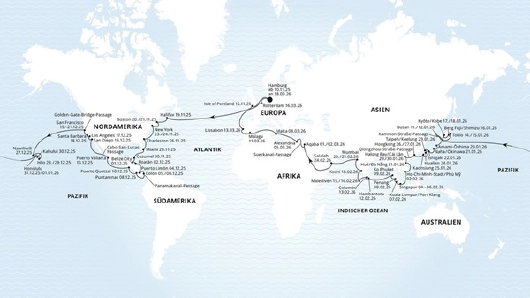 aida-diva_route_weltreise-2025_kreuzfahrten-flemming AIDAdiva Route Weltreise 2025